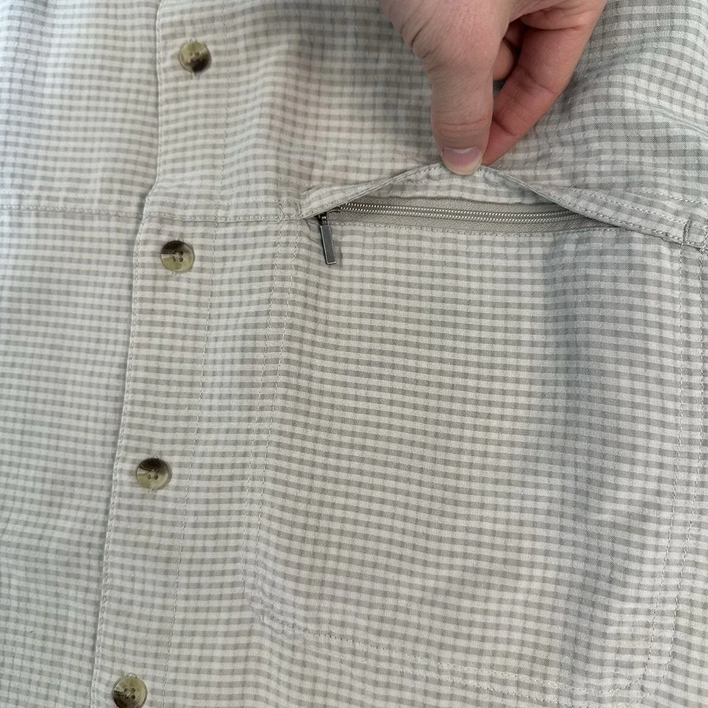 The North Face Mens Beige Plaid Short Sleeve Modal Blend Button Down Shirt XL‎
